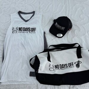 No Days Off White x Miami Heat Basketball Jersey M, Hat and Sportsbag Set